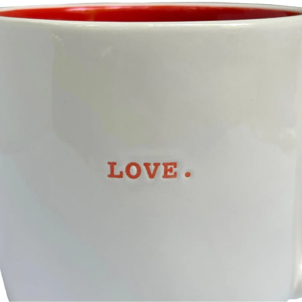 Rae Dunn LOVE Mug Coffee Tea White with Red Letters and Interior Dimples 2017 OG - Picture 3 of 12